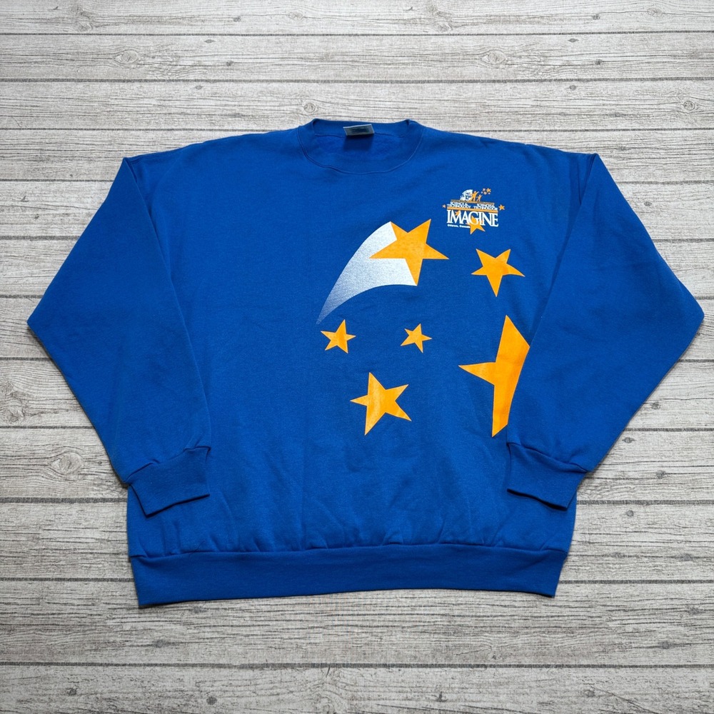 Vintage Sportswear Sweatshirt Mens L Blue Shooting Star Crewneck Pullover Canada